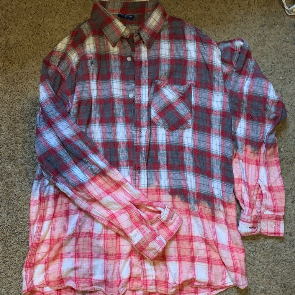 Slightly distressed acid wash flannel